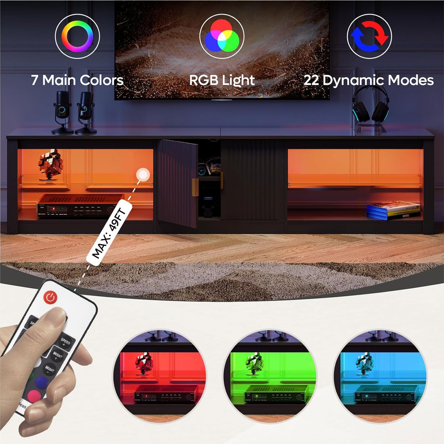 Gaming Console Cabinet - Soporte para TV de 80 Pulgadas