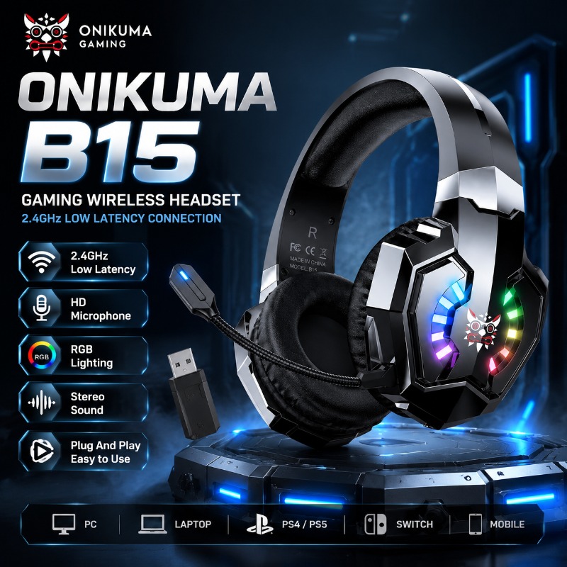 Gaming Console In Amazon - ONIKUMA B15 Auriculares para juegos inalámbricos