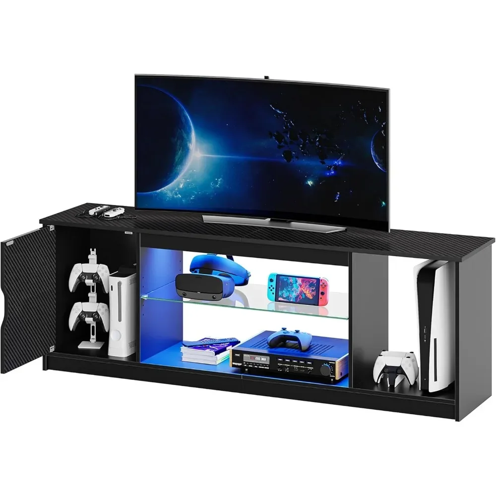 Gaming Console Cabinet - Bestier Centro de entretenimiento LED para