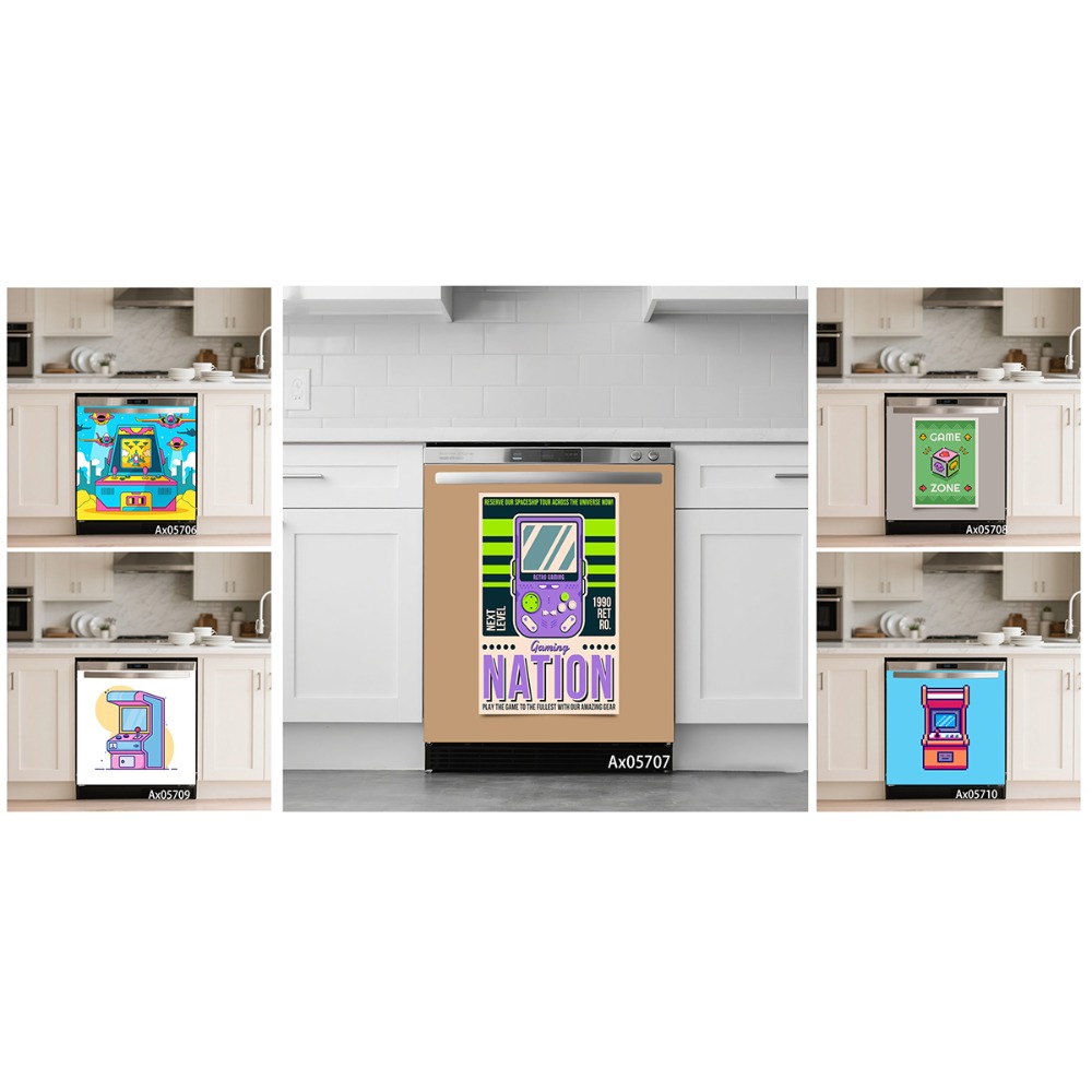 Gaming Console Cabinet - Pegatina Autoadhesiva para Puerta de Lavavajillas