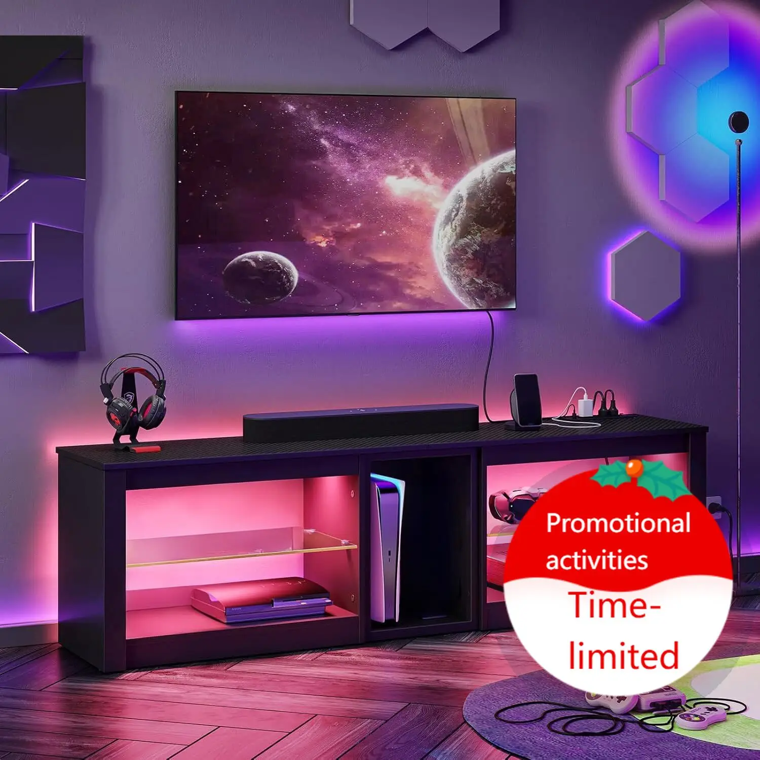 Gaming Console Tv Stand - Centro de Entretenimiento para PS5, Soporte