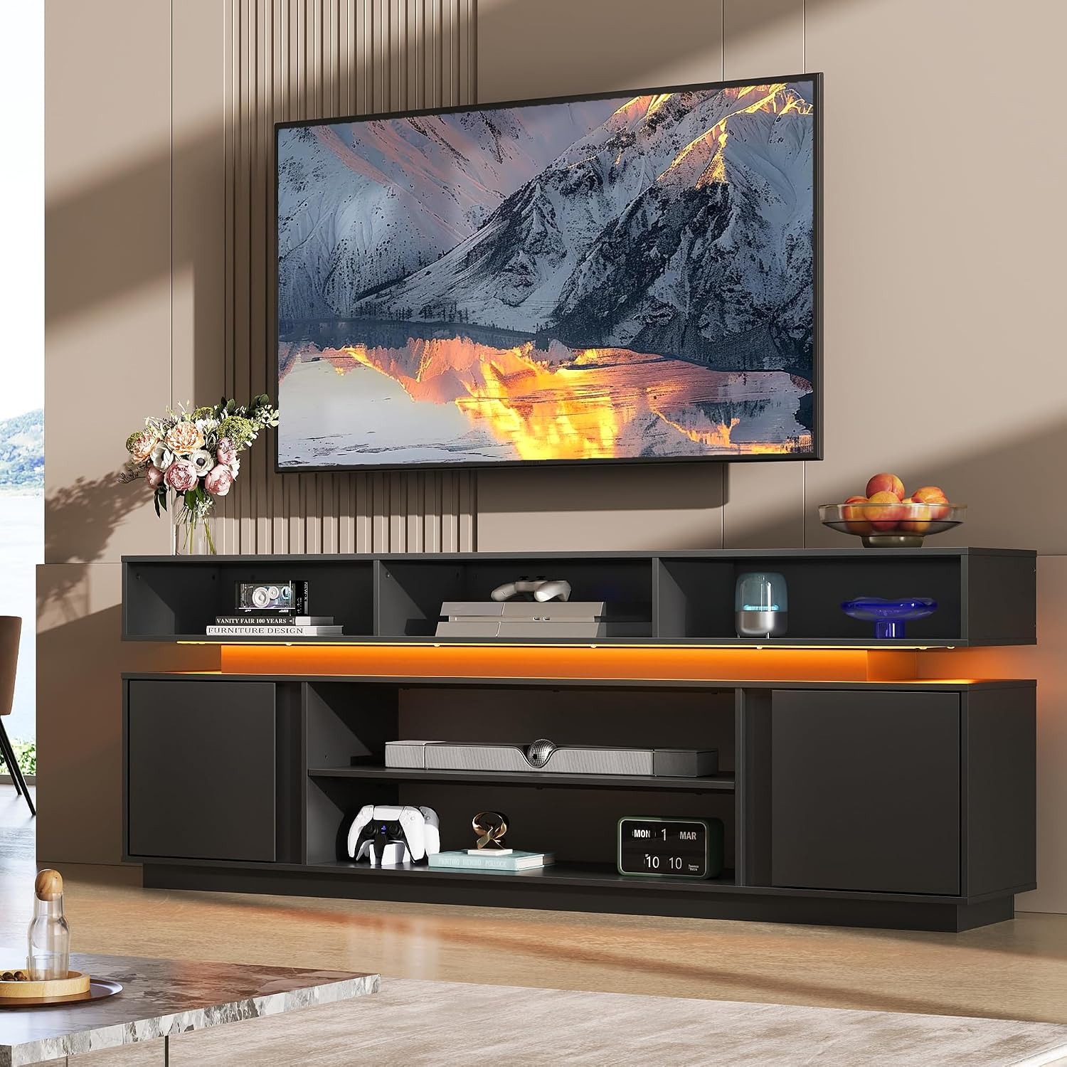 Soporte de TV moderno para tel - Gaming Console Cabinet reseña y precio