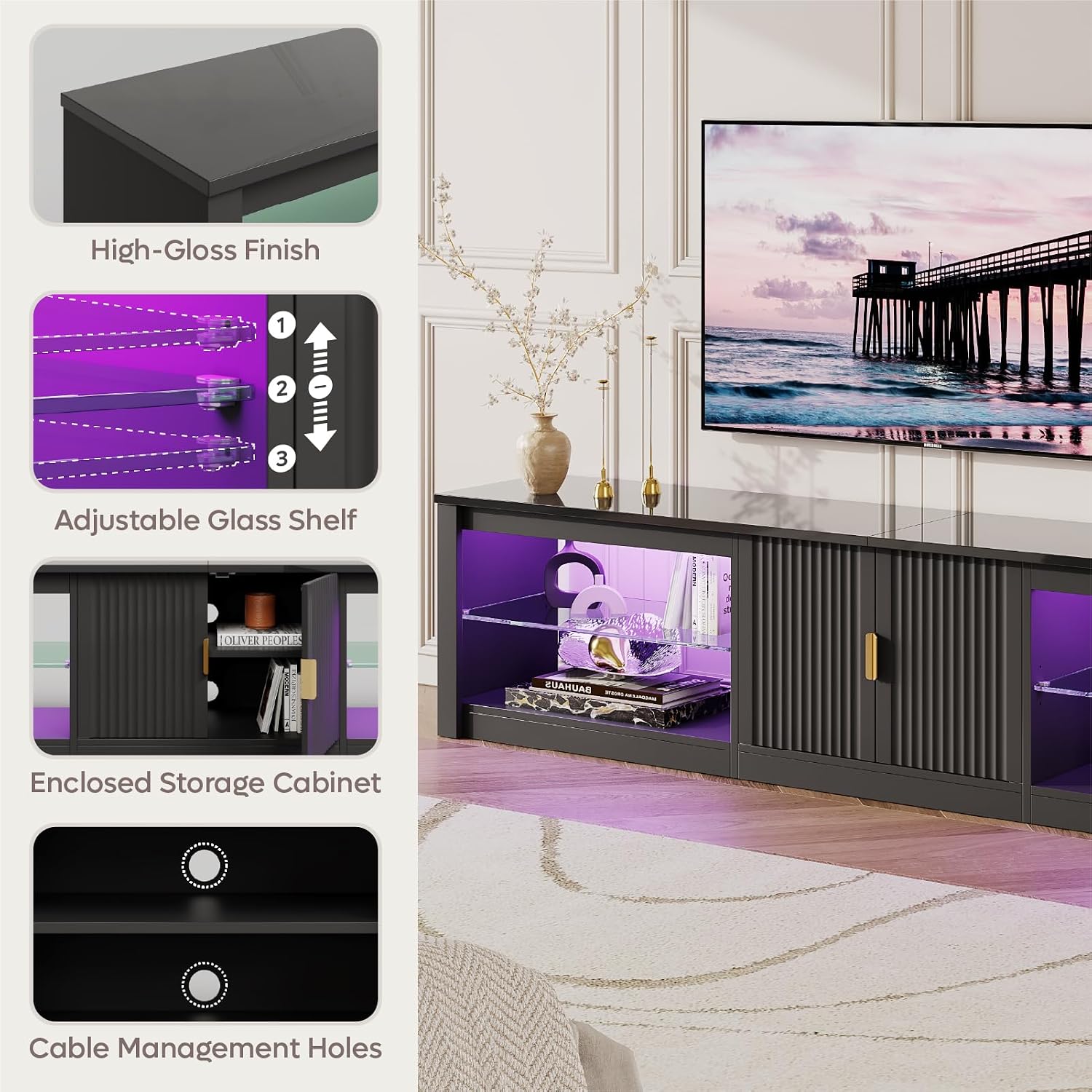 Soporte para TV de 80 Pulgadas - Gaming Console Cabinet reseña y precio