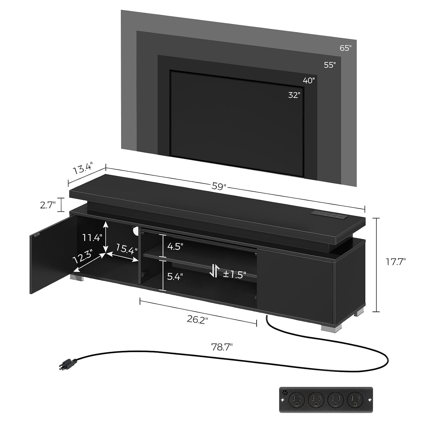 Soporte para TV con toma de co - Gaming Console Cabinet reseña y precio