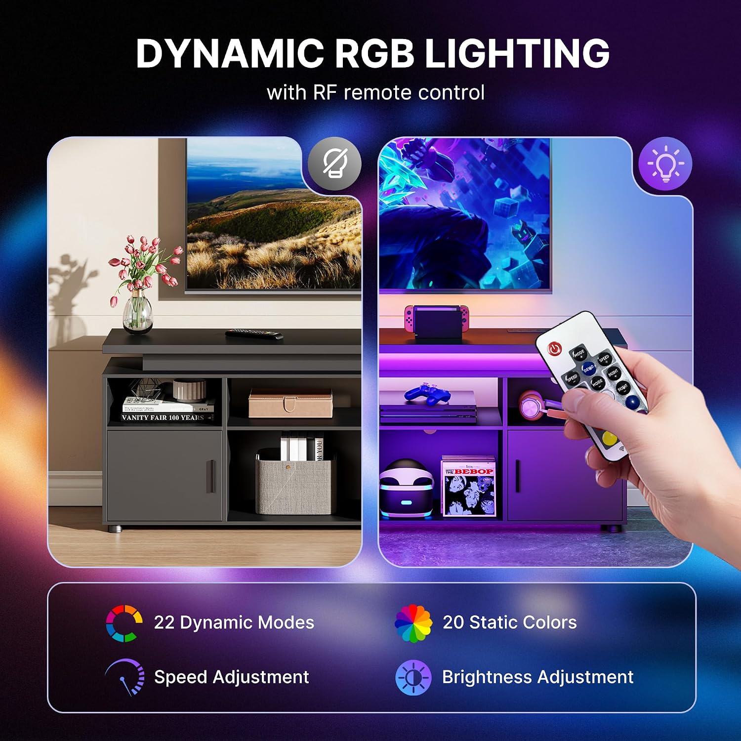 Soporte de TV Moderno con Luce - Gaming Console Cabinet reseña y precio
